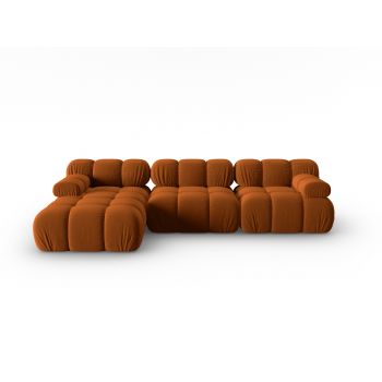 Coltar modular stanga 4 locuri, Bellis-51, Micadoni Home, 282x155x70 cm, catifea, teracota