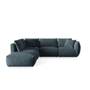 Coltar modular stanga 4 locuri, Chris-184, Micadoni Home, 295x290x80 cm, catifea, albastru pastel