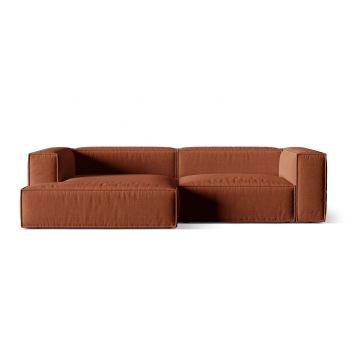 Coltar modular stanga 4 locuri, Nuria-215, Micadoni Home, 292x147x72 cm, tesatura structurata chenille, caramiziu