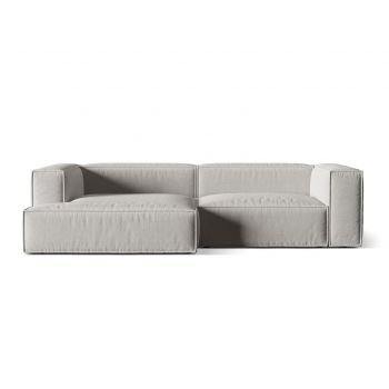 Coltar modular stanga 4 locuri, Nuria-215, Micadoni Home, 292x147x72 cm, tesatura structurata chenille, gri deschis