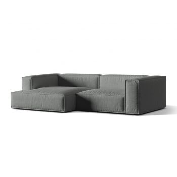 Coltar modular stanga 4 locuri, Nuria-215, Micadoni Home, 292x147x72 cm, tesatura structurata chenille, gri