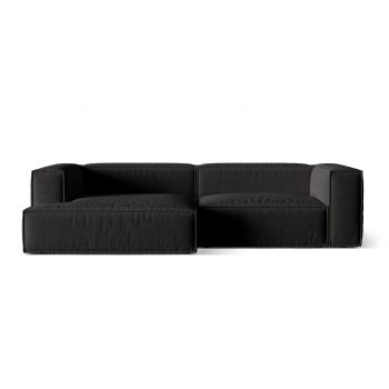 Coltar modular stanga 4 locuri, Nuria-215, Micadoni Home, 292x147x72 cm, tesatura structurata chenille, negru
