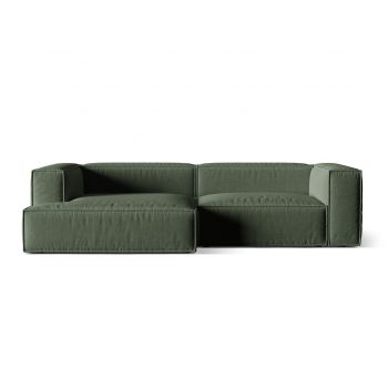 Coltar modular stanga 4 locuri, Nuria-215, Micadoni Home, 292x147x72 cm, tesatura structurata chenille, verde moss