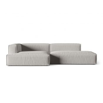 Coltar modular stanga 4 locuri, Nuria-215, Micadoni Home, 312x147x72 cm, tesatura structurata chenille, gri deschis