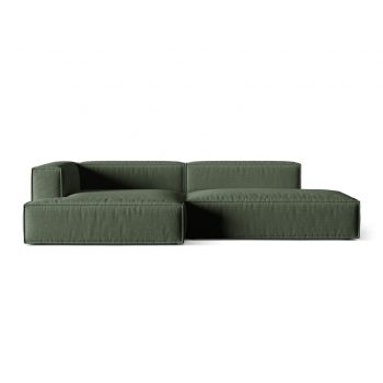 Coltar modular stanga 4 locuri, Nuria-215, Micadoni Home, 312x147x72 cm, tesatura structurata chenille, verde moss