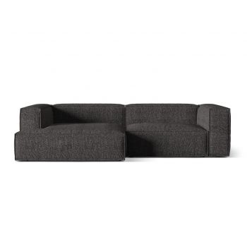 Coltar modular stanga 4 locuri, Nuria-260, Micadoni Home, 292x147x72 cm, tesatura boucle, antracit