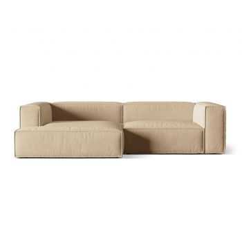 Coltar modular stanga 4 locuri, Nuria-88, Micadoni Home, 292x147x72 cm, catifea, bej nude