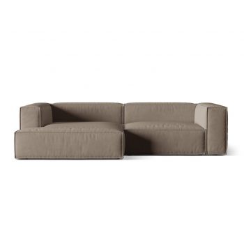 Coltar modular stanga 4 locuri, Nuria-88, Micadoni Home, 292x147x72 cm, catifea, gri beton