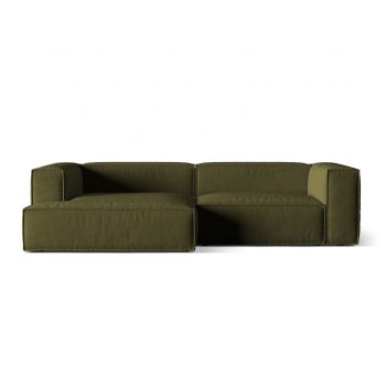 Coltar modular stanga 4 locuri, Nuria-88, Micadoni Home, 292x147x72 cm, catifea, verde moss melange