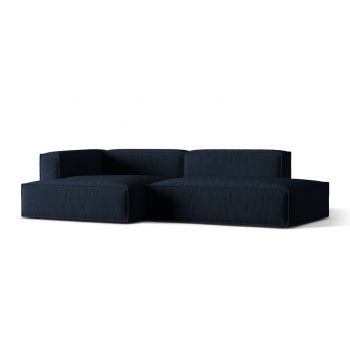Coltar modular stanga 4 locuri, Nuria-88, Micadoni Home, 312x147x72 cm, catifea, albastru inchis