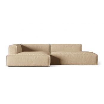 Coltar modular stanga 4 locuri, Nuria-88, Micadoni Home, 312x147x72 cm, catifea, bej nude