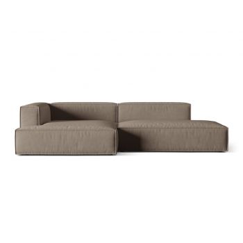 Coltar modular stanga 4 locuri, Nuria-88, Micadoni Home, 312x147x72 cm, catifea, gri beton