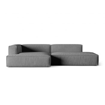 Coltar modular stanga 4 locuri, Nuria-88, Micadoni Home, 312x147x72 cm, catifea, gri