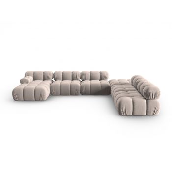 Coltar panoramic modular dreapta 7 locuri, Bellis-51, Micadoni Home, 376x282x70 cm, catifea, cappuccino