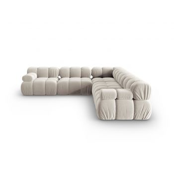 Coltar simetric 5 locuri, Bellis-51, Micadoni Home, 282x282x70 cm, catifea, bej inchis