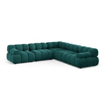 Coltar simetric 5 locuri, Bellis-51, Micadoni Home, 282x282x70 cm, catifea, turcoaz