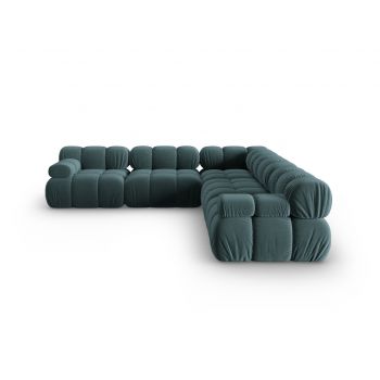 Coltar simetric 5 locuri, Bellis-51, Micadoni Home, 282x282x70 cm, catifea, turcoaz