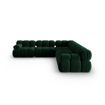 Coltar simetric 5 locuri, Bellis-51, Micadoni Home, 282x282x70 cm, catifea, verde bottle