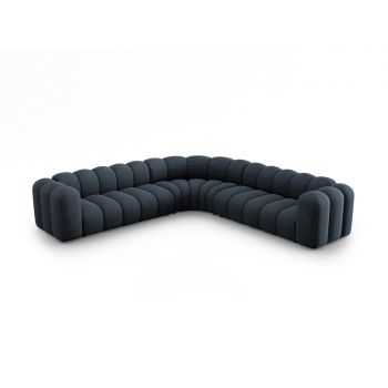 Coltar simetric modular 5 locuri, Lupine-140, Micadoni Home, 309x309x70 cm, tesatura chenille din poliester, albastru regal