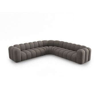 Coltar simetric modular 5 locuri, Lupine-140, Micadoni Home, 309x309x70 cm, tesatura chenille din poliester, gri