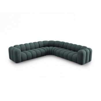 Coltar simetric modular 5 locuri, Lupine-140, Micadoni Home, 309x309x70 cm, tesatura chenille din poliester, petrol