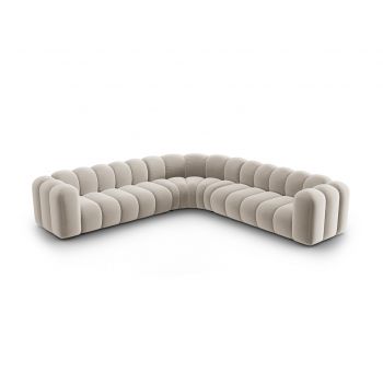 Coltar simetric modular 5 locuri, Lupine-44, Micadoni Home, 309x309x70 cm, catifea, bej