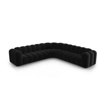 Coltar simetric modular 5 locuri, Lupine-44, Micadoni Home, 309x309x70 cm, catifea, negru