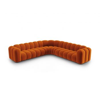 Coltar simetric modular 5 locuri, Lupine-44, Micadoni Home, 309x309x70 cm, catifea, teracota