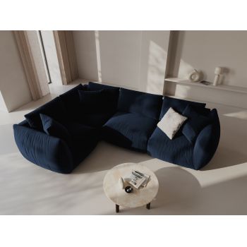 Coltar stanga 4 locuri, Chris-184, Micadoni Home, 295x210x80 cm, catifea, albastru regal