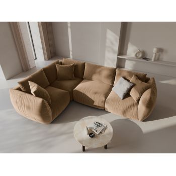 Coltar stanga 4 locuri, Chris-184, Micadoni Home, 295x210x80 cm, catifea, bej sand