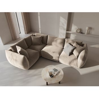 Coltar stanga 4 locuri, Chris-184, Micadoni Home, 295x210x80 cm, catifea, ecru