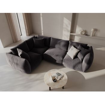 Coltar stanga 4 locuri, Chris-184, Micadoni Home, 295x210x80 cm, catifea, gri inchis