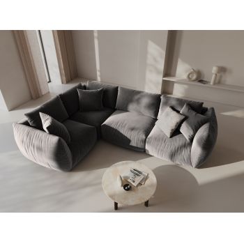 Coltar stanga 4 locuri, Chris-184, Micadoni Home, 295x210x80 cm, catifea, gri