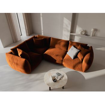 Coltar stanga 4 locuri, Chris-184, Micadoni Home, 295x210x80 cm, catifea, teracota