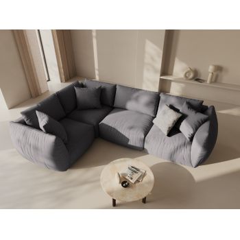 Coltar stanga 4 locuri, Chris-259, Micadoni Home, 295x210x80 cm, tesatura structurata chenille, gri beton