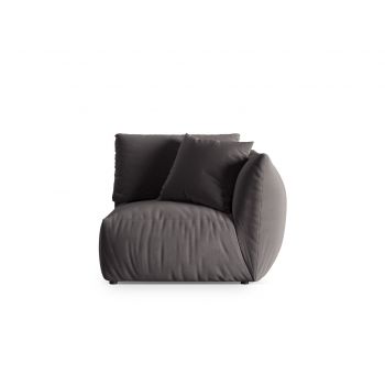 Modul dreapta pentru canapea, 1 loc, Chris-184, Micadoni Home, 110x100x80 cm, catifea, gri inchis