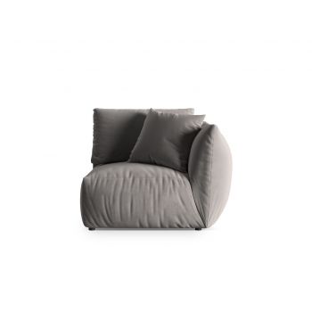 Modul dreapta pentru canapea, 1 loc, Chris-184, Micadoni Home, 110x100x80 cm, catifea, gri