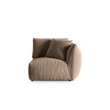 Modul dreapta pentru canapea, 1 loc, Chris-184, Micadoni Home, 110x100x80 cm, catifea, maro deschis