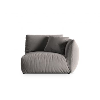 Modul dreapta pentru canapea, 1 loc, Chris-184, Micadoni Home, 130x100x80 cm, catifea, gri