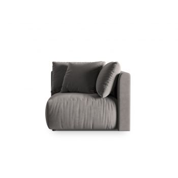 Modul pentru canapea, 1 loc, Chris-184, Micadoni Home, 100x100x80 cm, catifea, gri