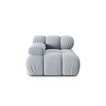 Modul stanga pentru canapea, 1 loc, Bellis-51, Micadoni Home, 94x94x70 cm, catifea, albastru deschis