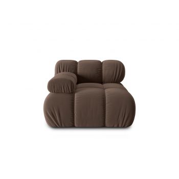 Modul stanga pentru canapea, 1 loc, Bellis-51, Micadoni Home, 94x94x70 cm, catifea, maro inchis
