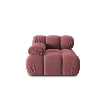 Modul stanga pentru canapea, 1 loc, Bellis-51, Micadoni Home, 94x94x70 cm, catifea, roz