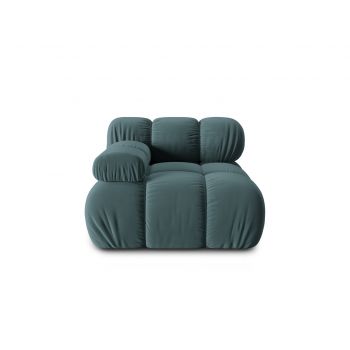 Modul stanga pentru canapea, 1 loc, Bellis-51, Micadoni Home, 94x94x70 cm, catifea, turcoaz