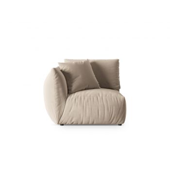 Modul stanga pentru canapea, 1 loc, Chris-184, Micadoni Home, 110x100x80 cm, catifea, ecru