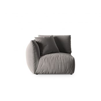 Modul stanga pentru canapea, 1 loc, Chris-184, Micadoni Home, 110x100x80 cm, catifea, gri