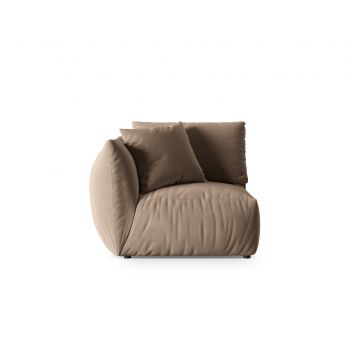 Modul stanga pentru canapea, 1 loc, Chris-184, Micadoni Home, 110x100x80 cm, catifea, maro deschis