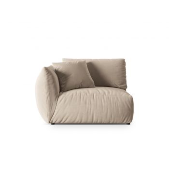 Modul stanga pentru canapea, 1 loc, Chris-184, Micadoni Home, 130x100x80 cm, catifea, ecru