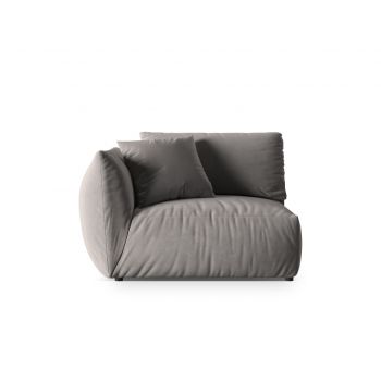 Modul stanga pentru canapea, 1 loc, Chris-184, Micadoni Home, 130x100x80 cm, catifea, gri
