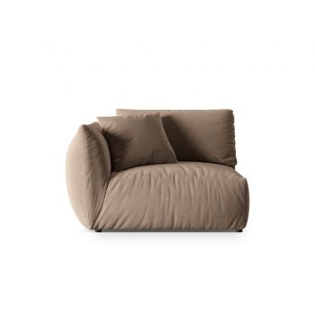 Modul stanga pentru canapea, 1 loc, Chris-184, Micadoni Home, 130x100x80 cm, catifea, maro deschis